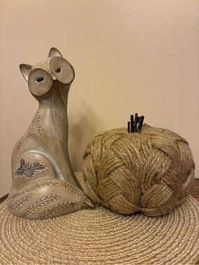 Fall/Neutral Decorative FOX 🦊 and Jute Pumpkin Set of 2